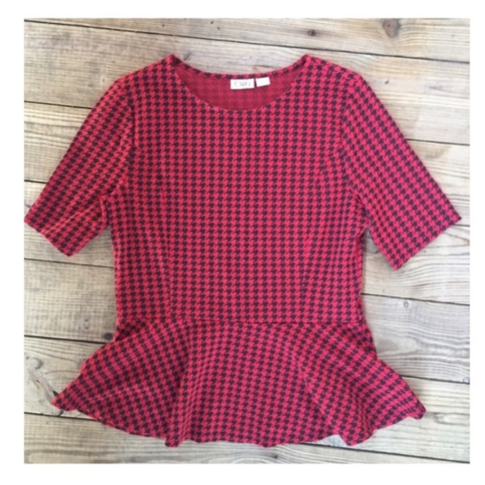 Catos Black and Red Peplum Blouse